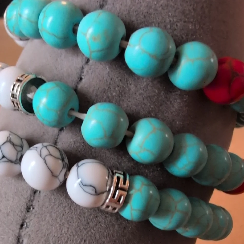 Chic Western White and Turquoise Color Beaded Bracelet Set